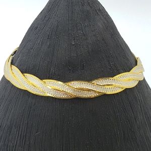 Italian Sterling Silver & Gold Tone Tennis Bracelet